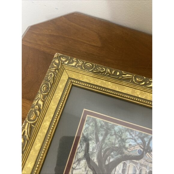 Essie DeLoach Savannah's Gigerbread House on Bull Street Print Gold Grame Gilded - Picture 7 of 9